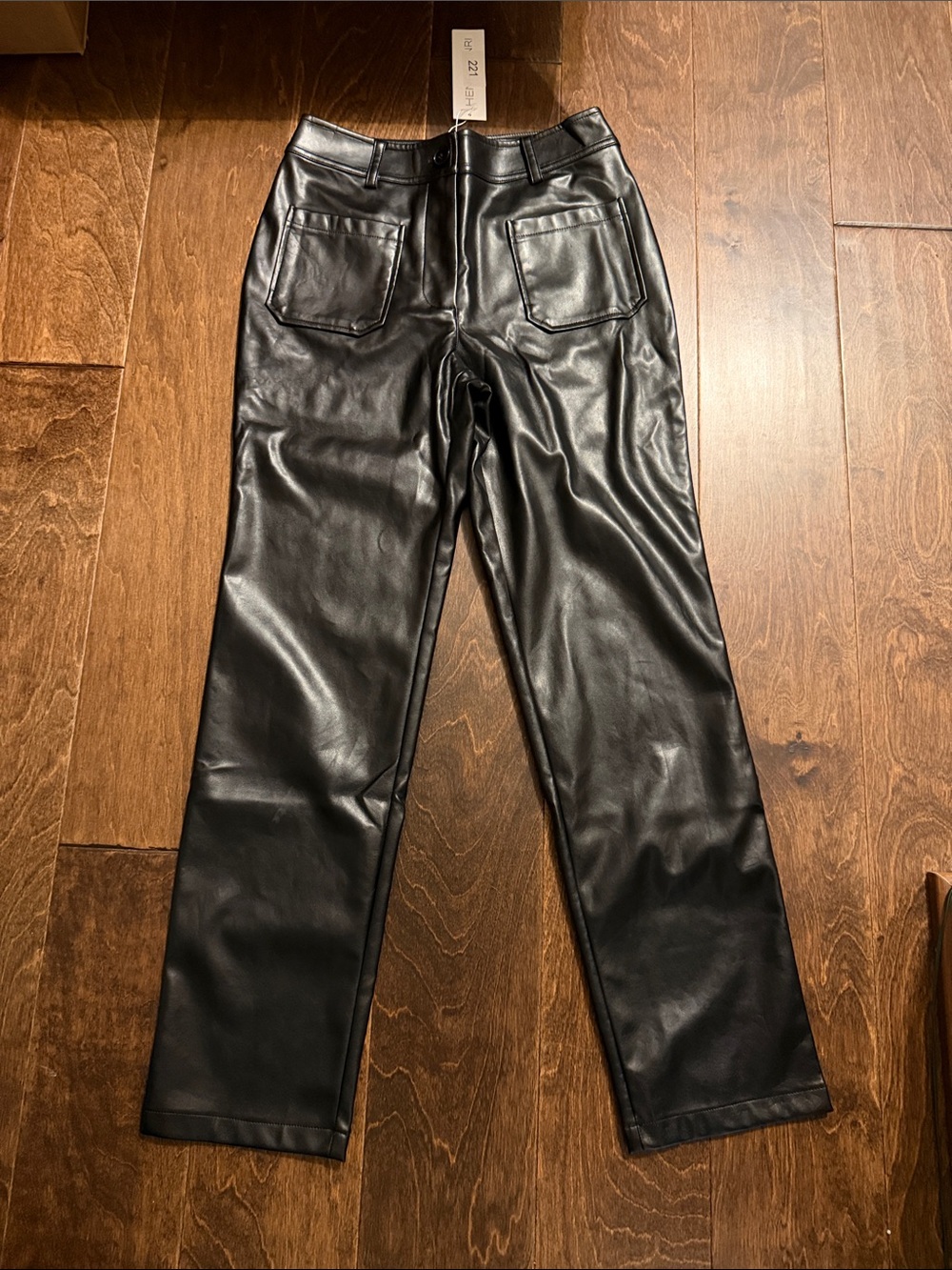 Black Faux Leather Straight Leg Pants
